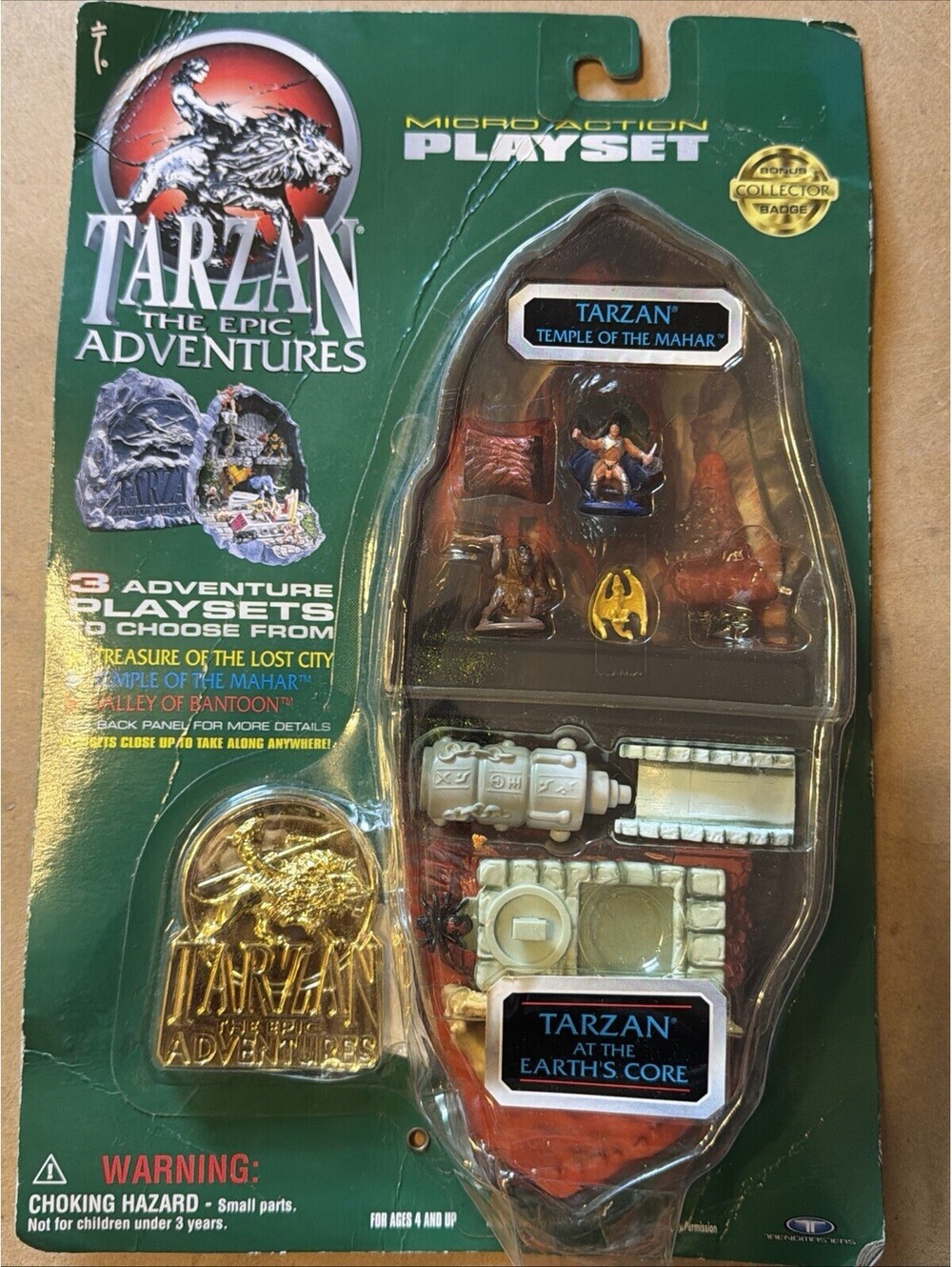 1995 Tarzan Epic Adventures Micro Action Playset Temple of Mahar Green Card New